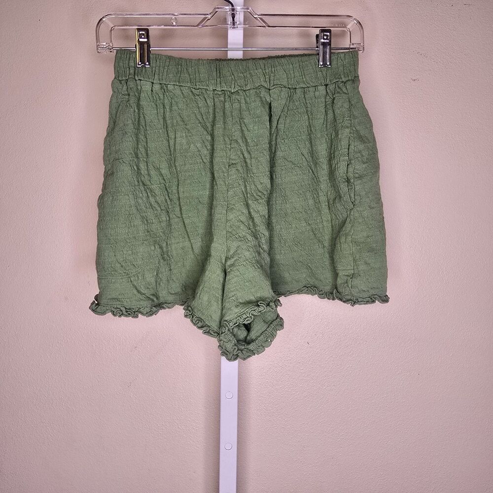 FP Beach Free People Size S Green Elastic Waist Casual Beach Shorts 2.5" Inseam